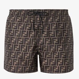 Fendi Brown and Black Logo Men's Shorts